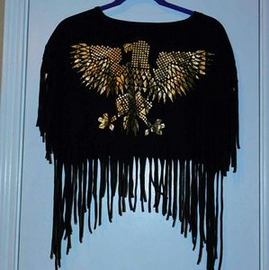 Black Crop Top with Fringe